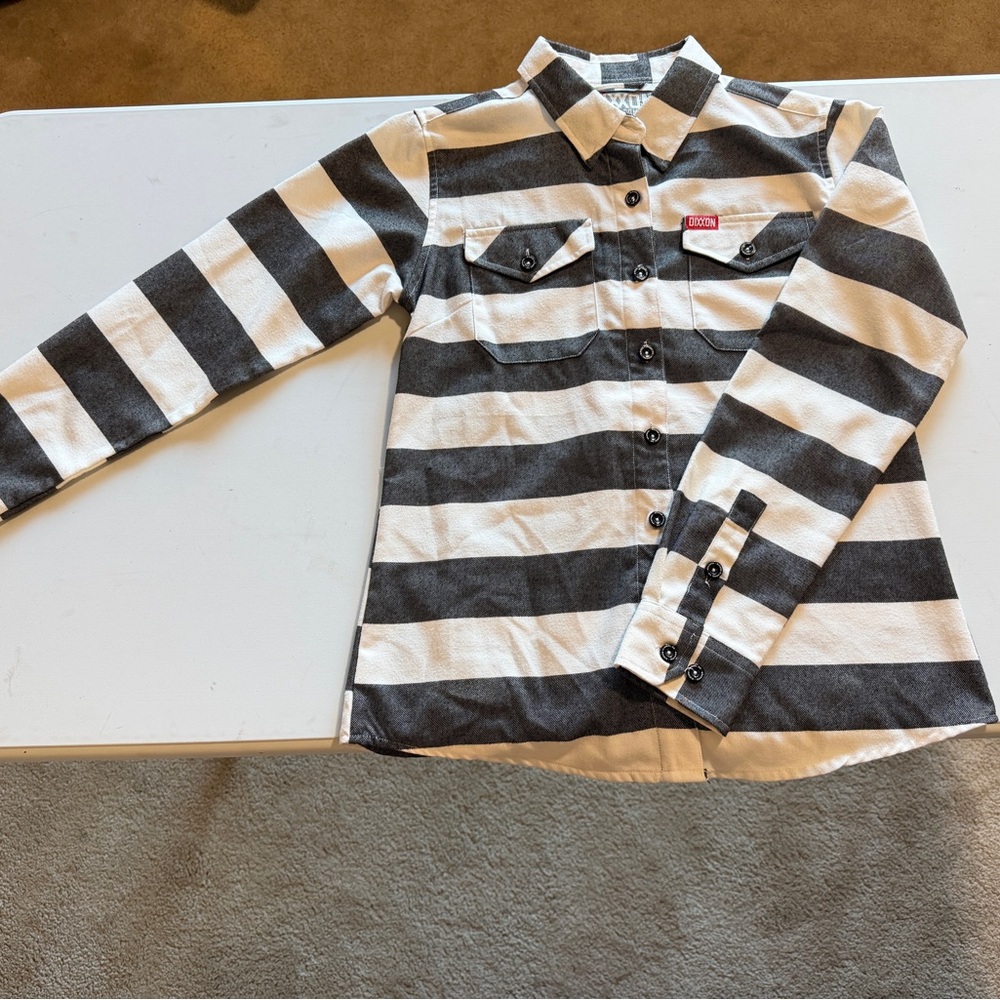 DIXXON Black and White Striped Flannel Shirt